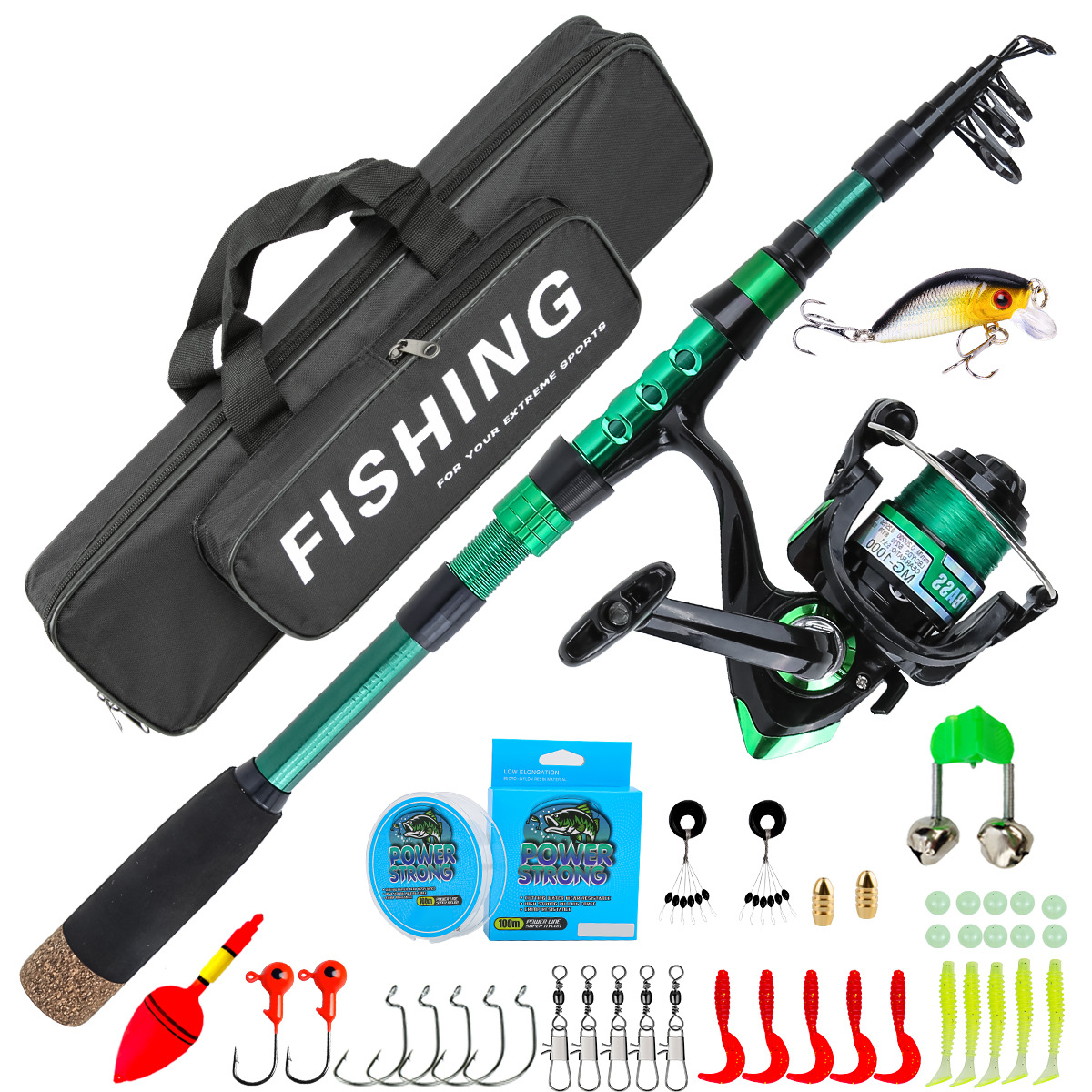 Fishing Line Spooler - 1.8 Metre Yeşil Karbon Fiber Teleskopik
