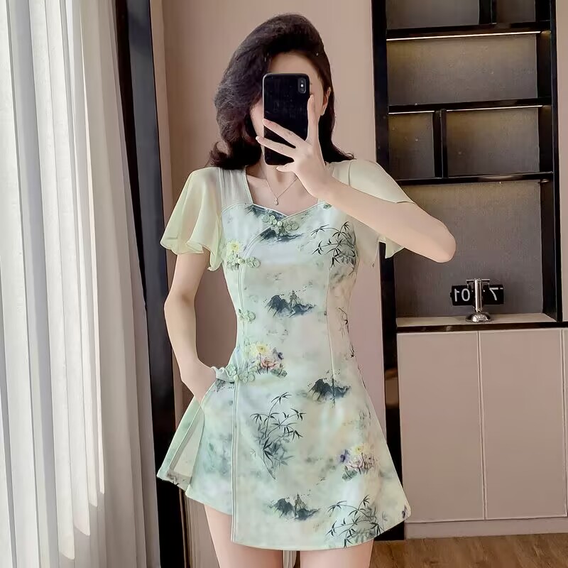 Yaz Çin Tarzı Tatlı Cheongsam  - Fly Line incelemesi ve fiyatı
