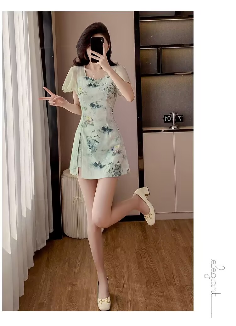 Yaz Çin Tarzı Tatlı Cheongsam  - Fly Line incelemesi ve fiyatı